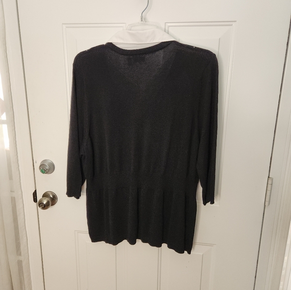 Kim Rogers Shirt Sweater White Black and Chartreuse  Plus Size 3X - Picture 5 of 5